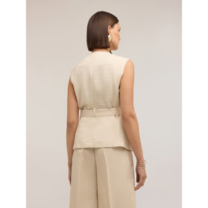 Motivi - Chaleco sahariana mezcla lino lyocell - Beige
