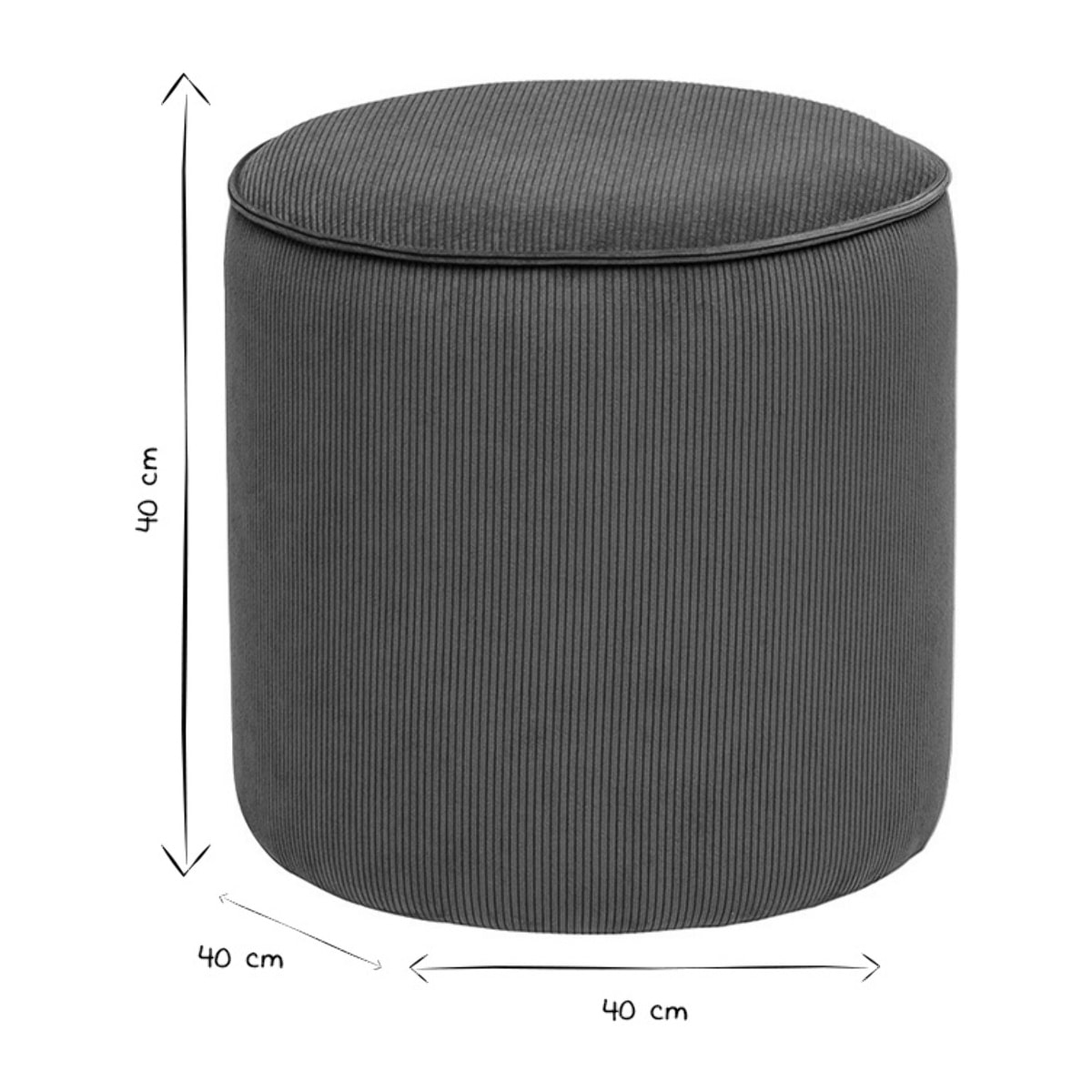Pouf rond en velours côtelé terre brûlée D40 cm PAUL