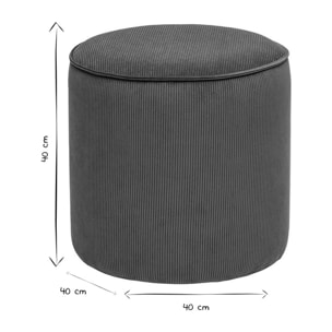 Pouf rond en velours côtelé terre brûlée D40 cm PAUL