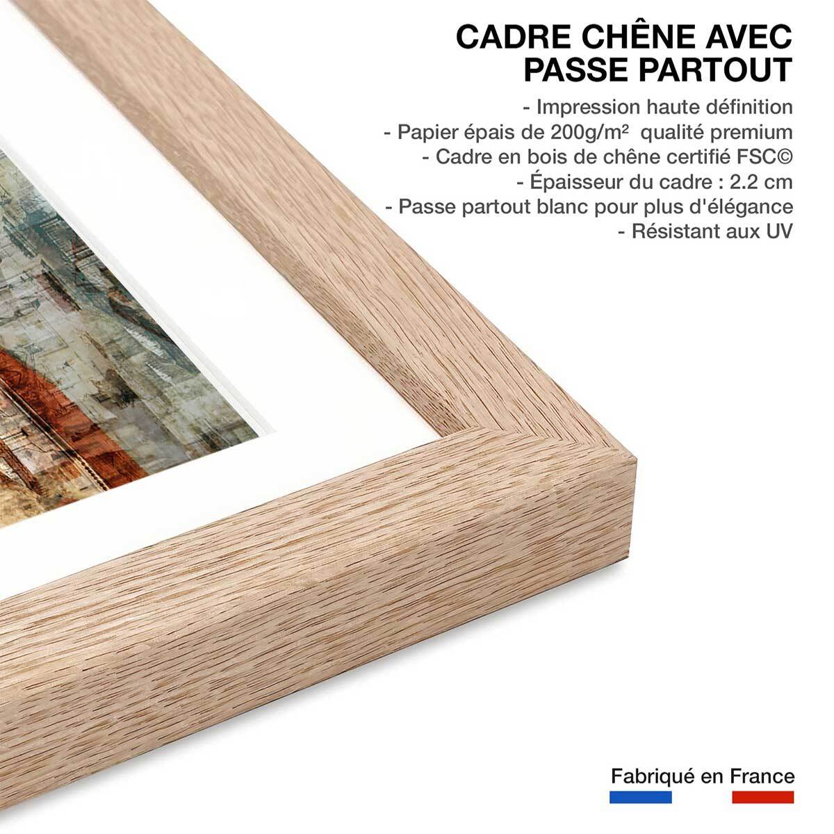Affiche Alfama Lisbonne Affiche + cadre en bois - Chêne