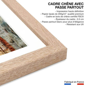 Affiche Alfama Lisbonne Affiche + cadre en bois - Chêne