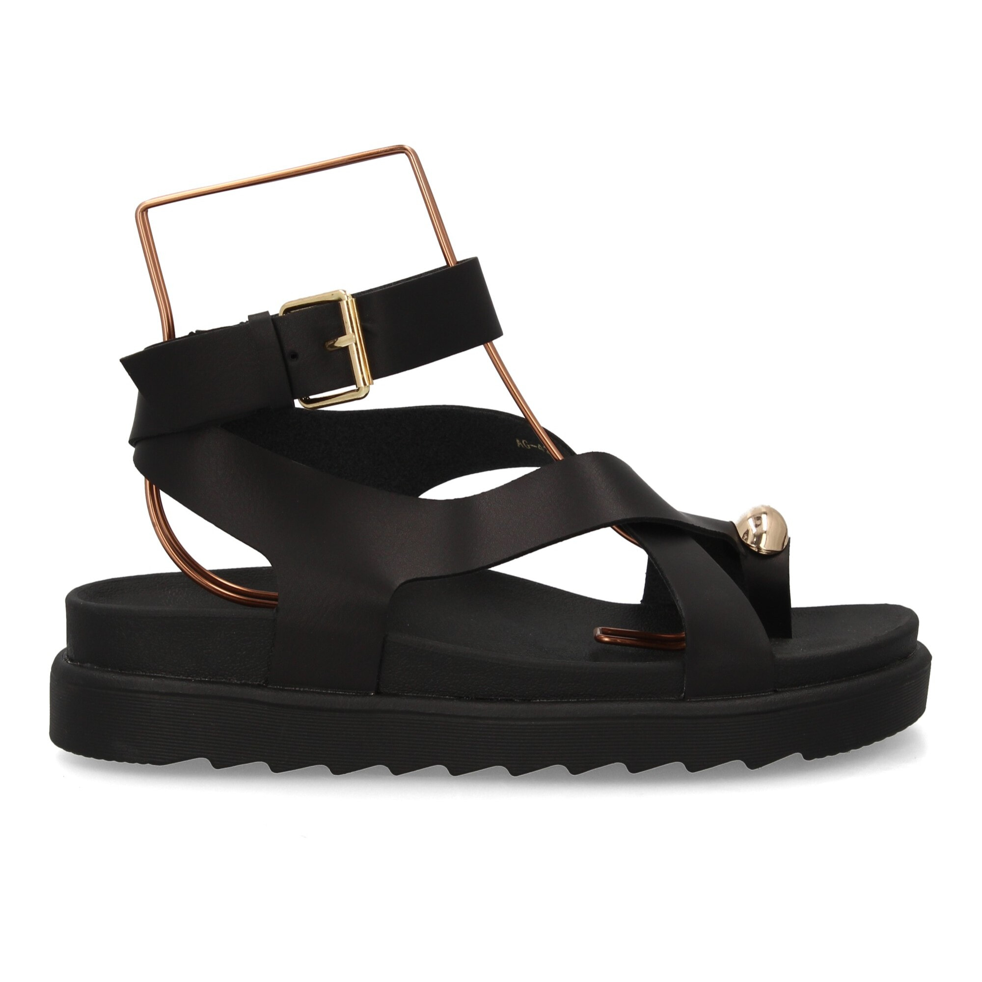 Sandalias cómodas de tiras mujer con adorno metálico.