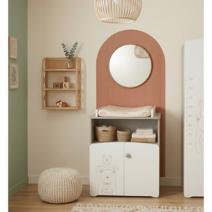 Commode à langer 2 portes 97x76x66cm en bois blanc