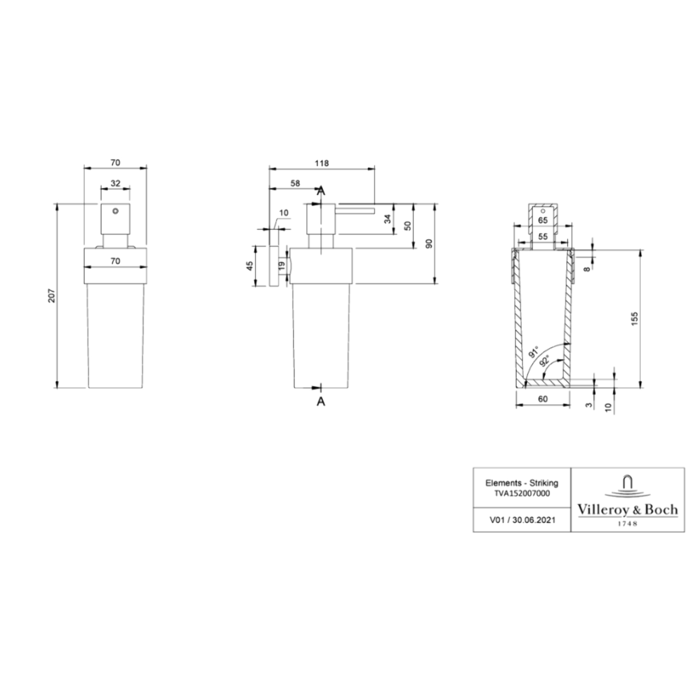 Distributeur de savon Elements - Striking aspect or brossé