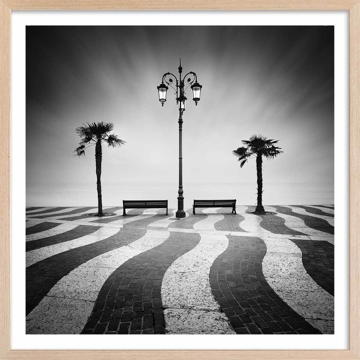 Poster front de mer Affiche + cadre en bois - Chêne