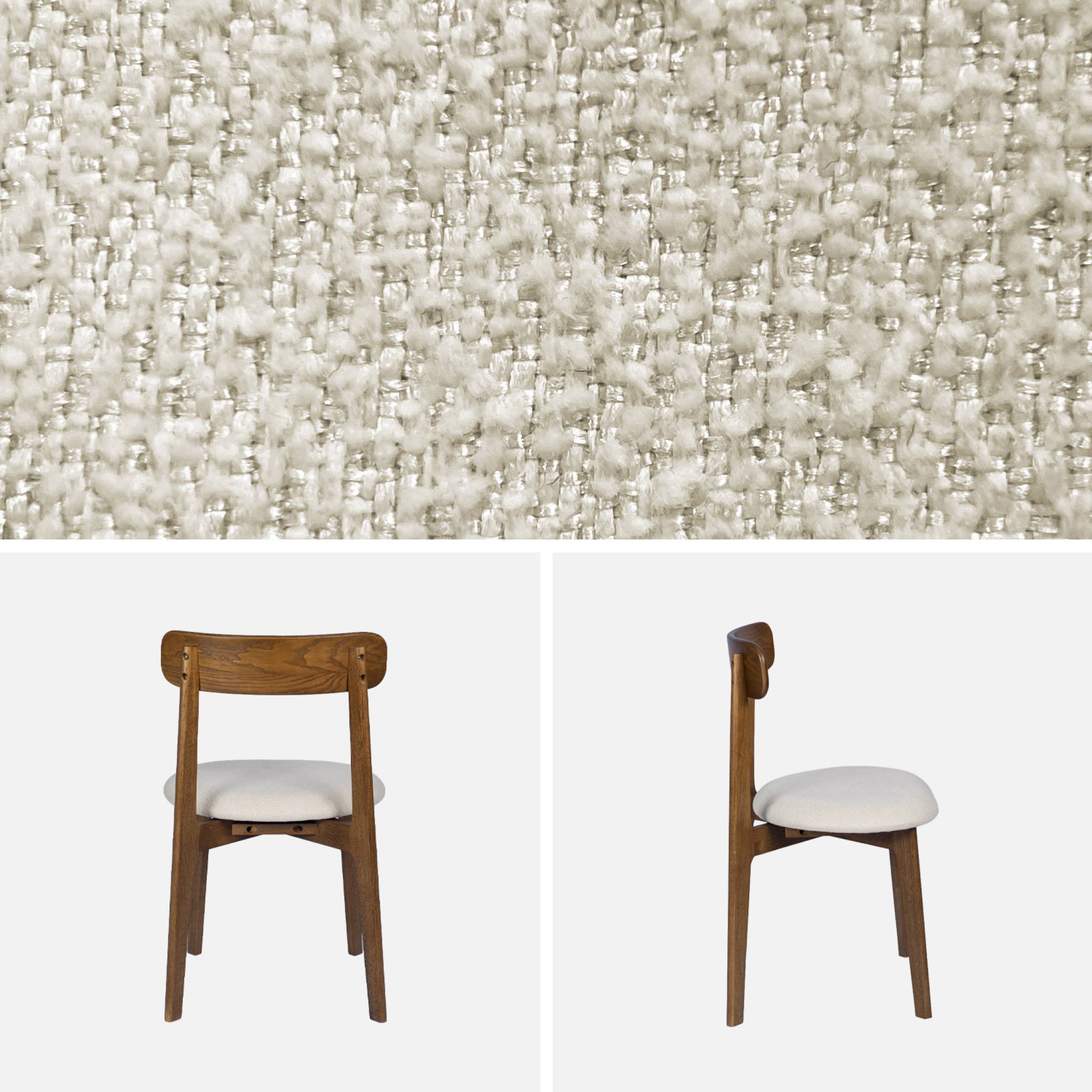 Chaise vintage bois d'hévéa teinte noyer et tissu texturé (lot de 2) VICTOIRE