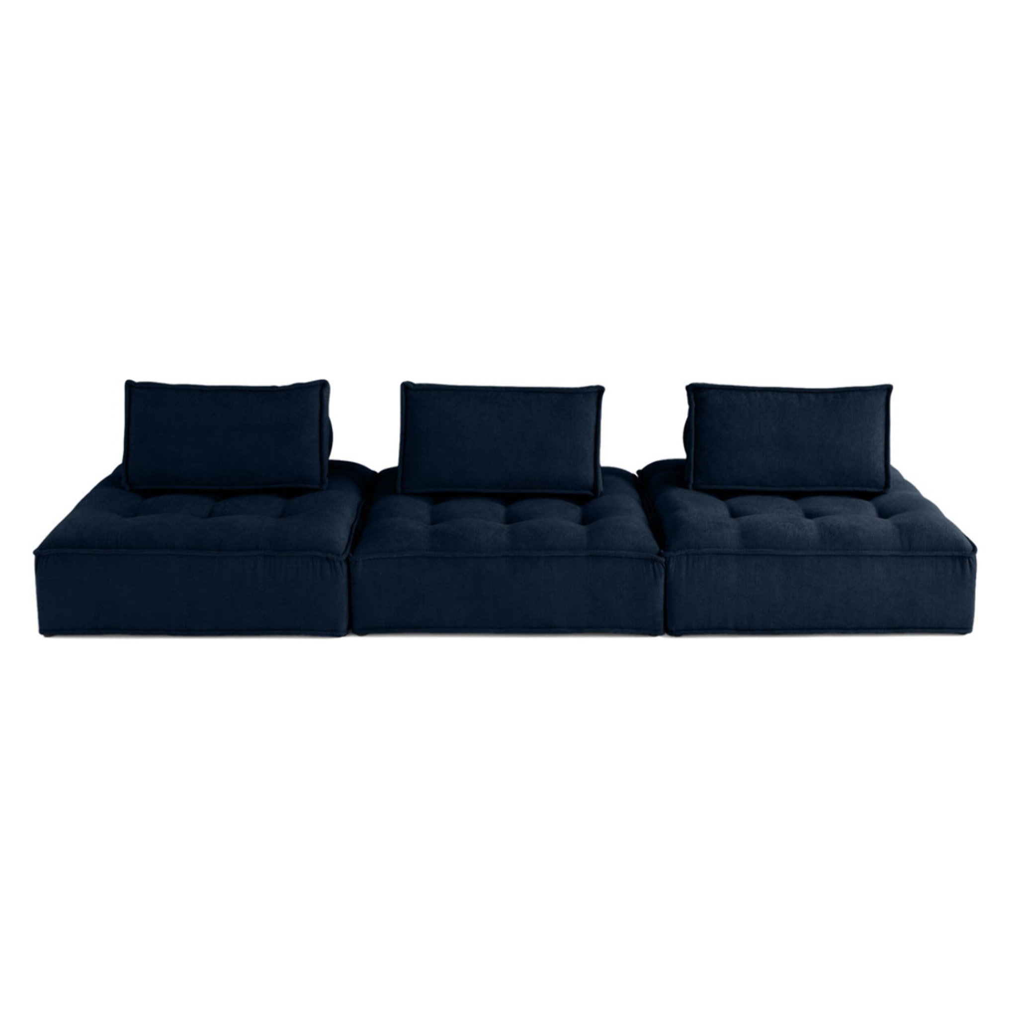 Marisol - canapé modulable droit 3 places - velours texturé - Bleu