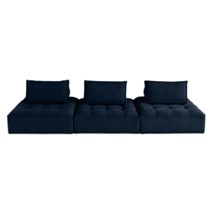 Marisol - canapé modulable droit 3 places - velours texturé - Bleu