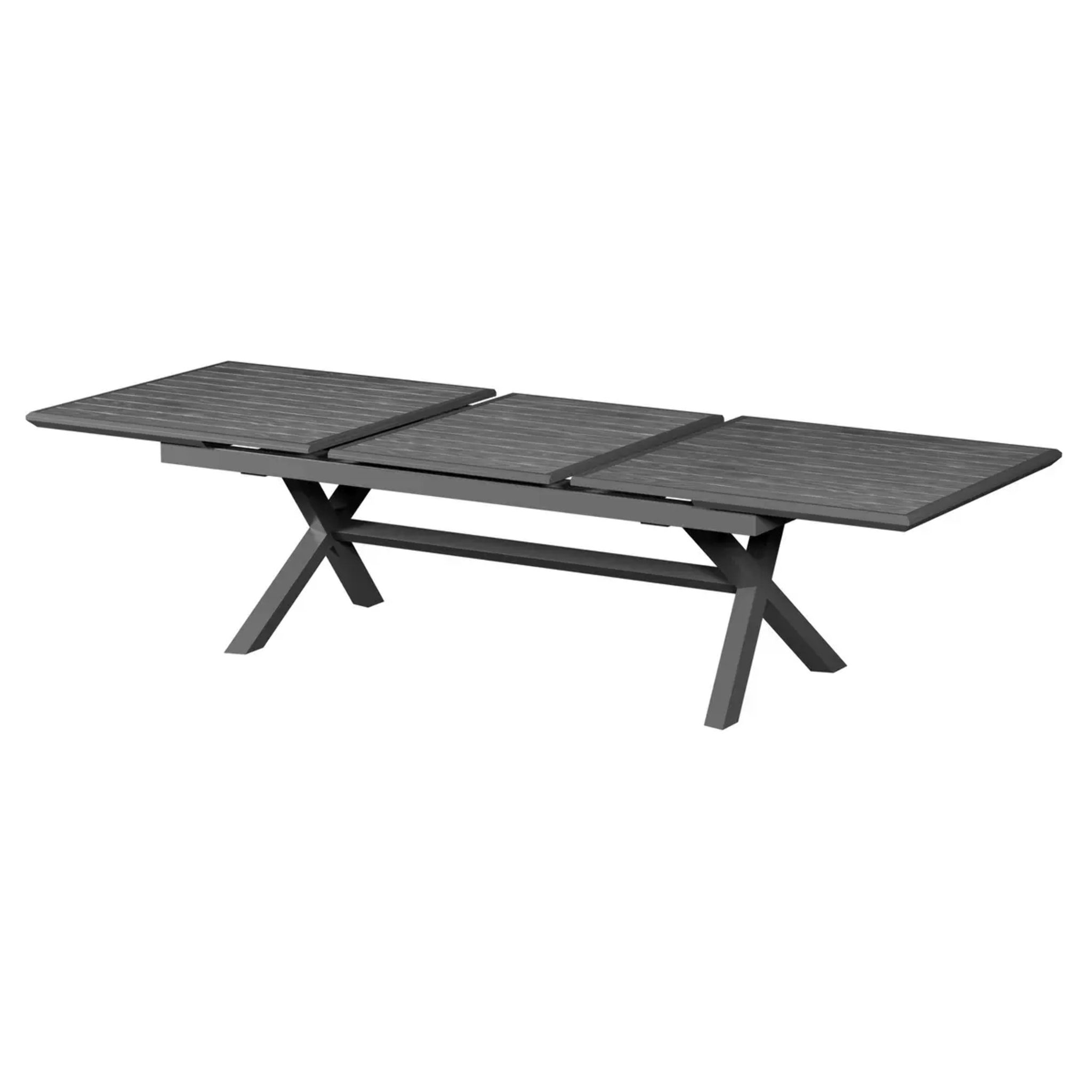 Table de jardin extensible "Axiome" ardoise granitée 12 places en aluminium traité époxy