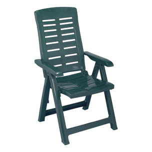Yuma - Poltrona da giardino in resina. Poltrona pieghevole multiposizione. Sedia da spiaggia con braccioli 60x61xH109 cm verde