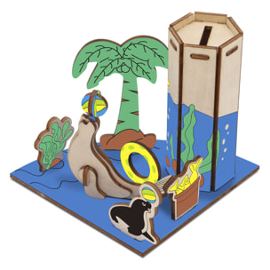 Puzzle 3D in legno Parco Marino - Leone Marino. 115*115*118 mms. 31 pezzi.