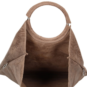 Borsa a mano da donna Made in Italy - Modello Velvet - 100% pelle scamosciata - 29.0 x 30.0 x 1.0 cm