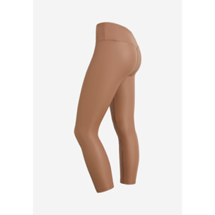 Leggings 7/8 vita alta in tessuto coated effetto pelle