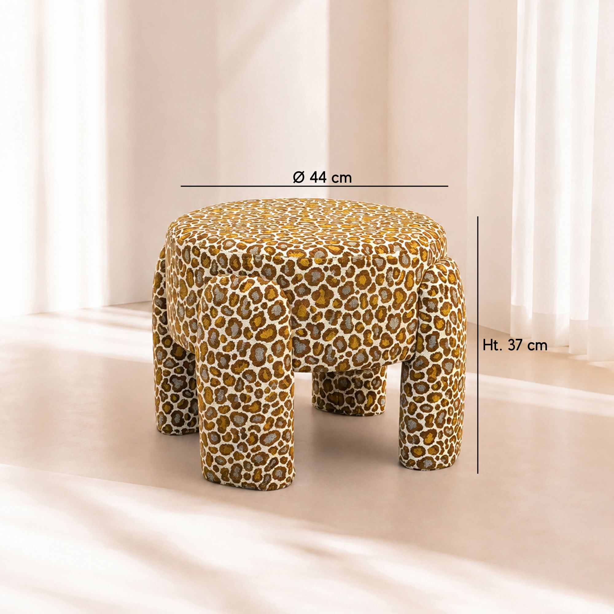 Tabouret en tissu léopard jaune ORION