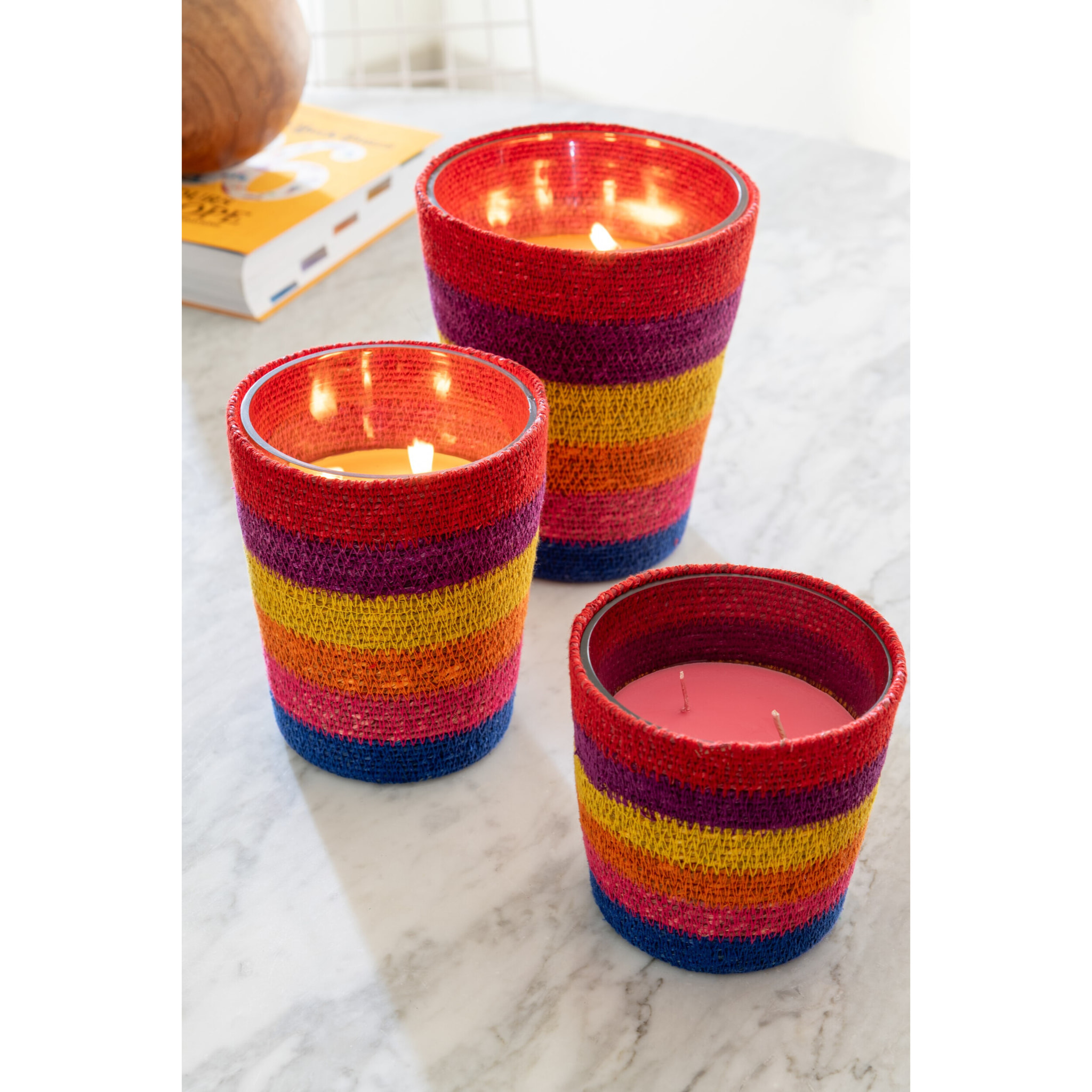 J-Line bougie parfumée Panier - Woody Aurora - verre - mix - medium - 55H