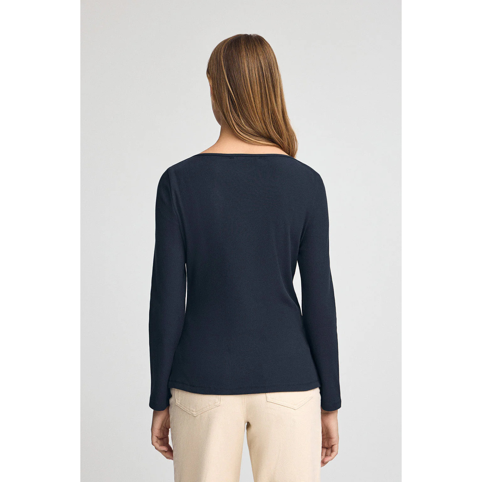 Maglietta blu marino a maniche lunghe e collo a barca Polo Club