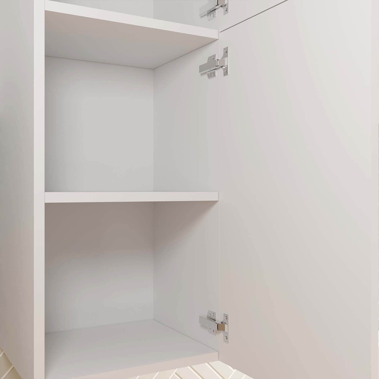 Colonne Façade Ondulee 35x30x120 cm - 2 Portes en MDF Blanc - MILO