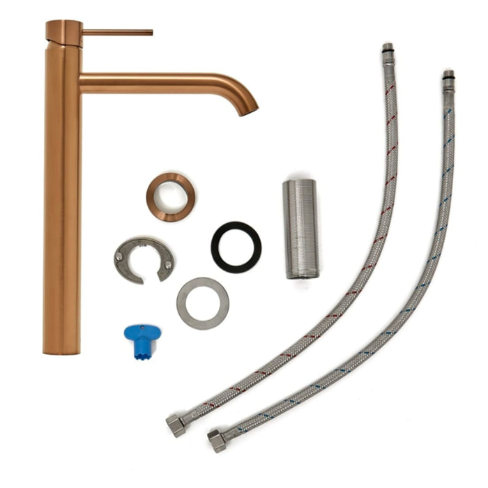 Aurum set mitigeur lavabo + mitigeur cuisine Ceramia Timeless acier inoxydable, douchette extractible, or rose (SATBA285BCRG)