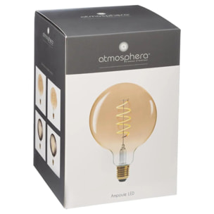 Ampoule LED "Globe" ambrée - filament torsadé E27 D13 cm