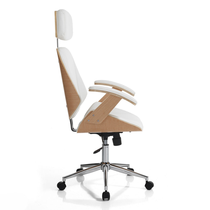 Tomasucci Fauteuil de bureau VISBY HIGH WOOD Blanc