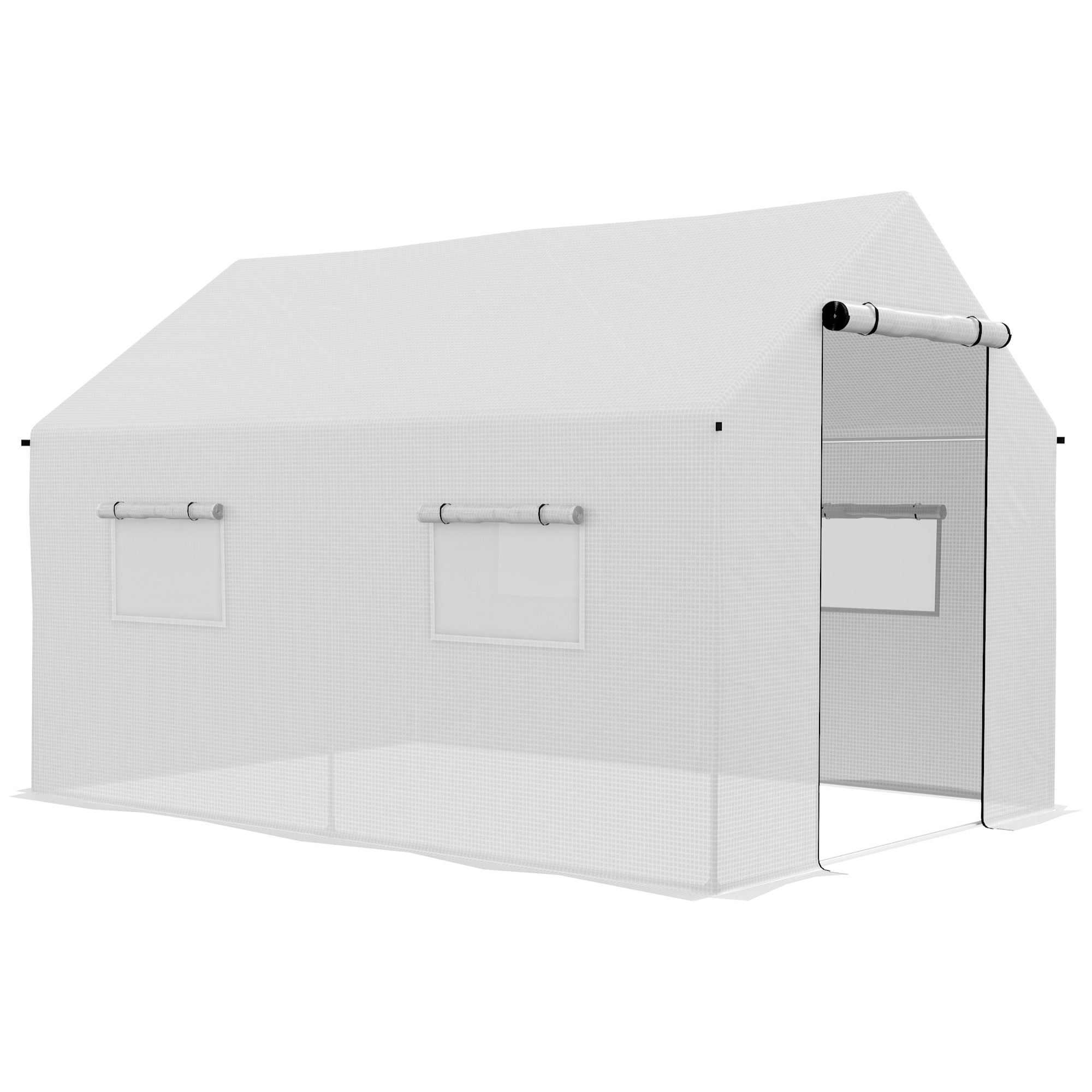 Invernadero de Exterior 2x3x2 m Invernadero de Túnel con 4 Ventanas de Malla y Puerta con Cremallera Invernadero de Huerto Anti-UV para Patio Jardín Blanco