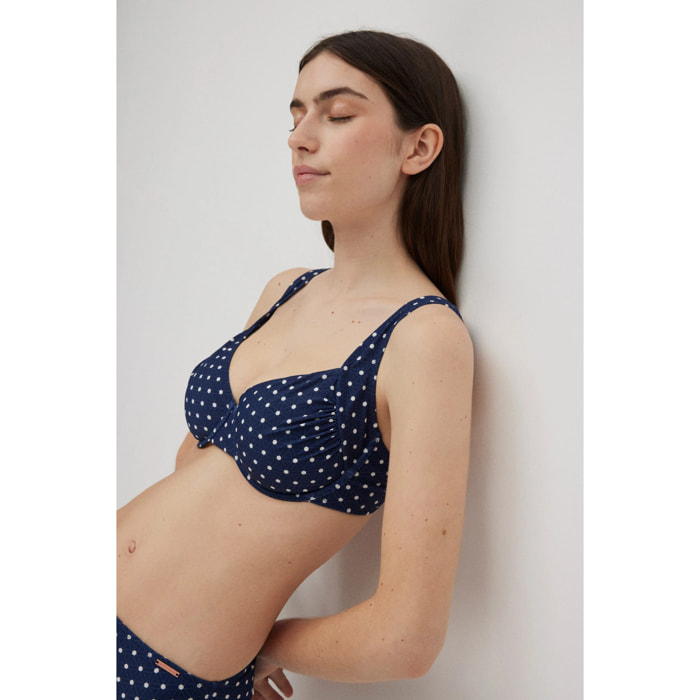 Reggiseno bikini riduttore con spalline larghe a pois per le coppe C ed E