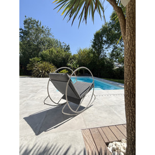 CAPRERA - Fauteuil à bascule de jardin en inox et toile plastifiéee
