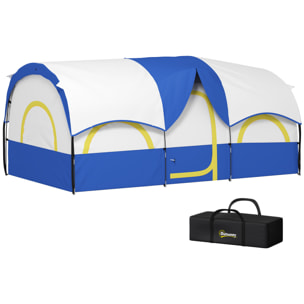 Tienda de Campaña Familiar tipo Túnel para de 4-6 Personas Impermeable 3000 mm Tienda de Camping Plegable con 2 Dormitorios Bolsa para Senderismo 435x251x195 cm Azul y Blanco