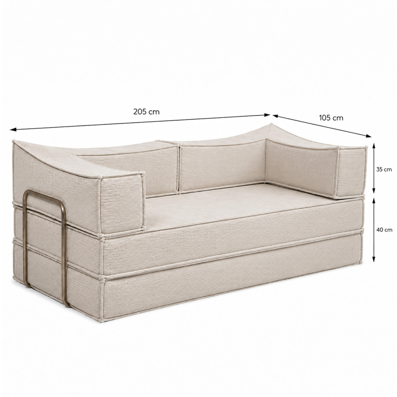 Canapé compressé convertible 2-3 places en velours côtelé beige BOFFA