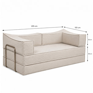 Canapé compressé convertible 2-3 places en velours côtelé beige BOFFA