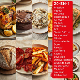 Cookeo MOULINEX Multicuiseur Airfryer Cookeo Infinity avec pale Noir CE9828F0 20 modes de cuisson, 6,5 L