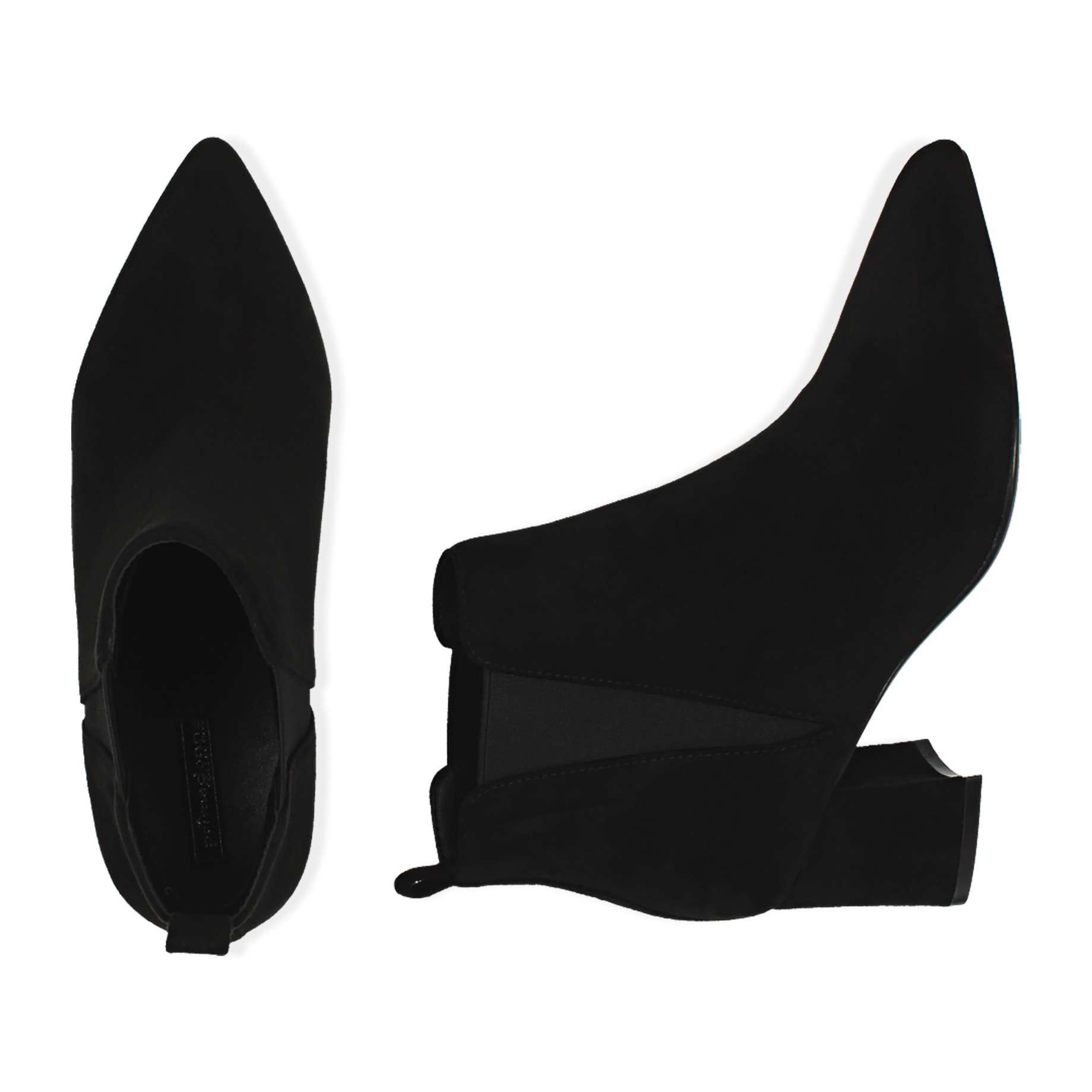 Ankle boots neri in microfibra, tacco 6 cm