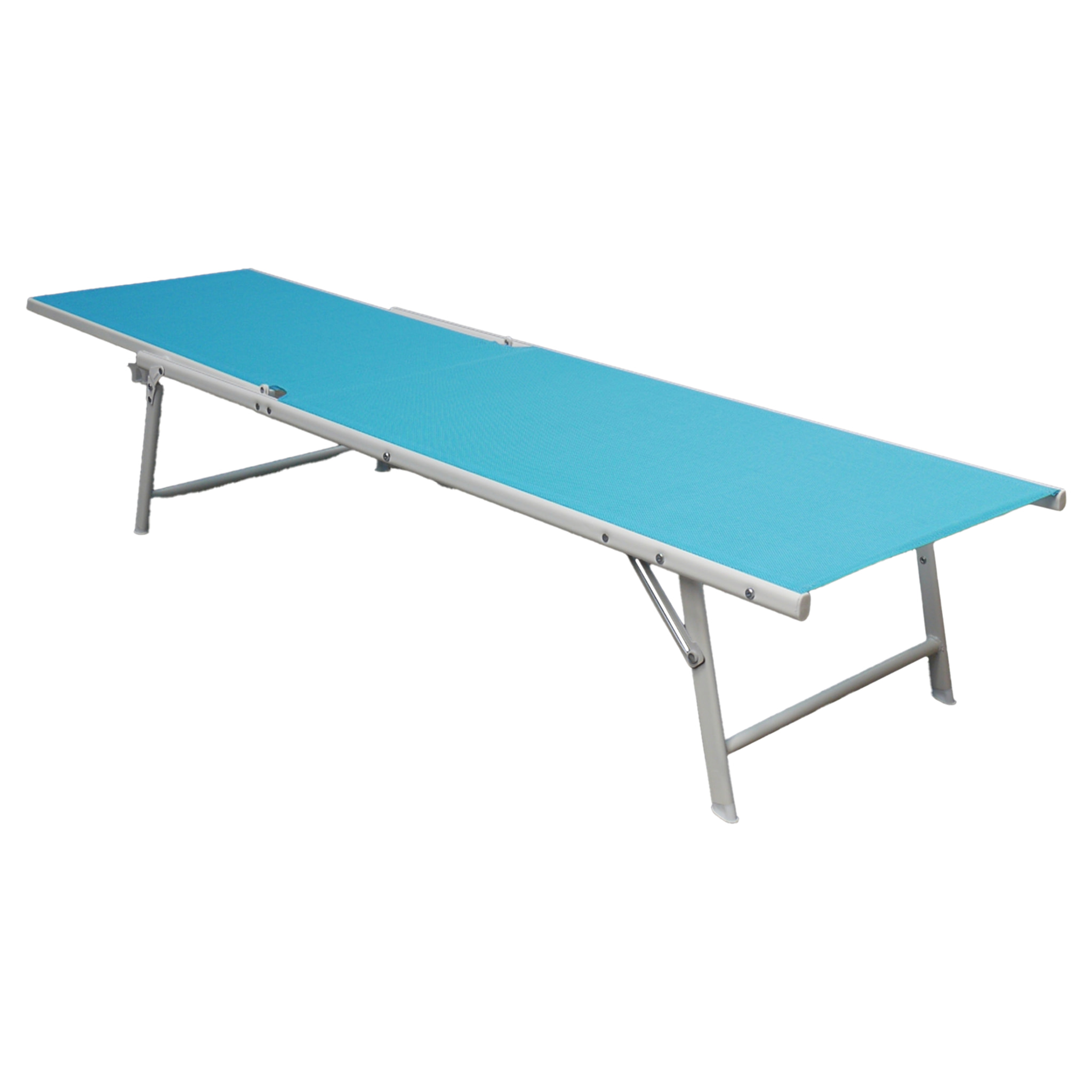 Lot de 2 bains de soleil pliants SICILIA en textilène bleu - structure blanche