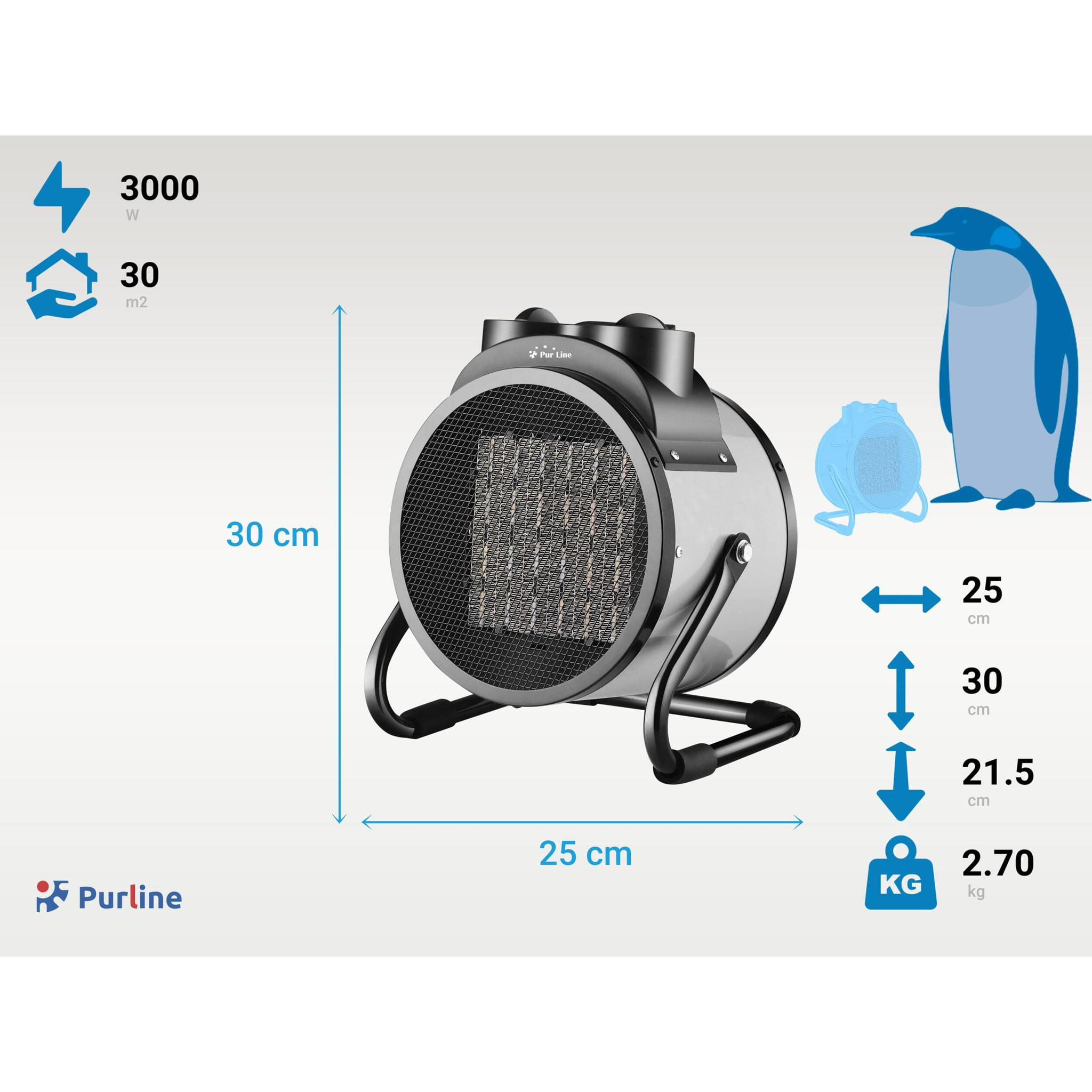 Calefactor Industrial en gris HOTI F3000 IND PURLINE 3000 W