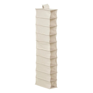 Rangement chaussures "Groomy" 10 cases avec panier beige 128x15,5cm