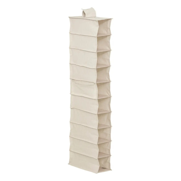 Rangement chaussures "Groomy" 10 cases avec panier beige 128x15,5cm