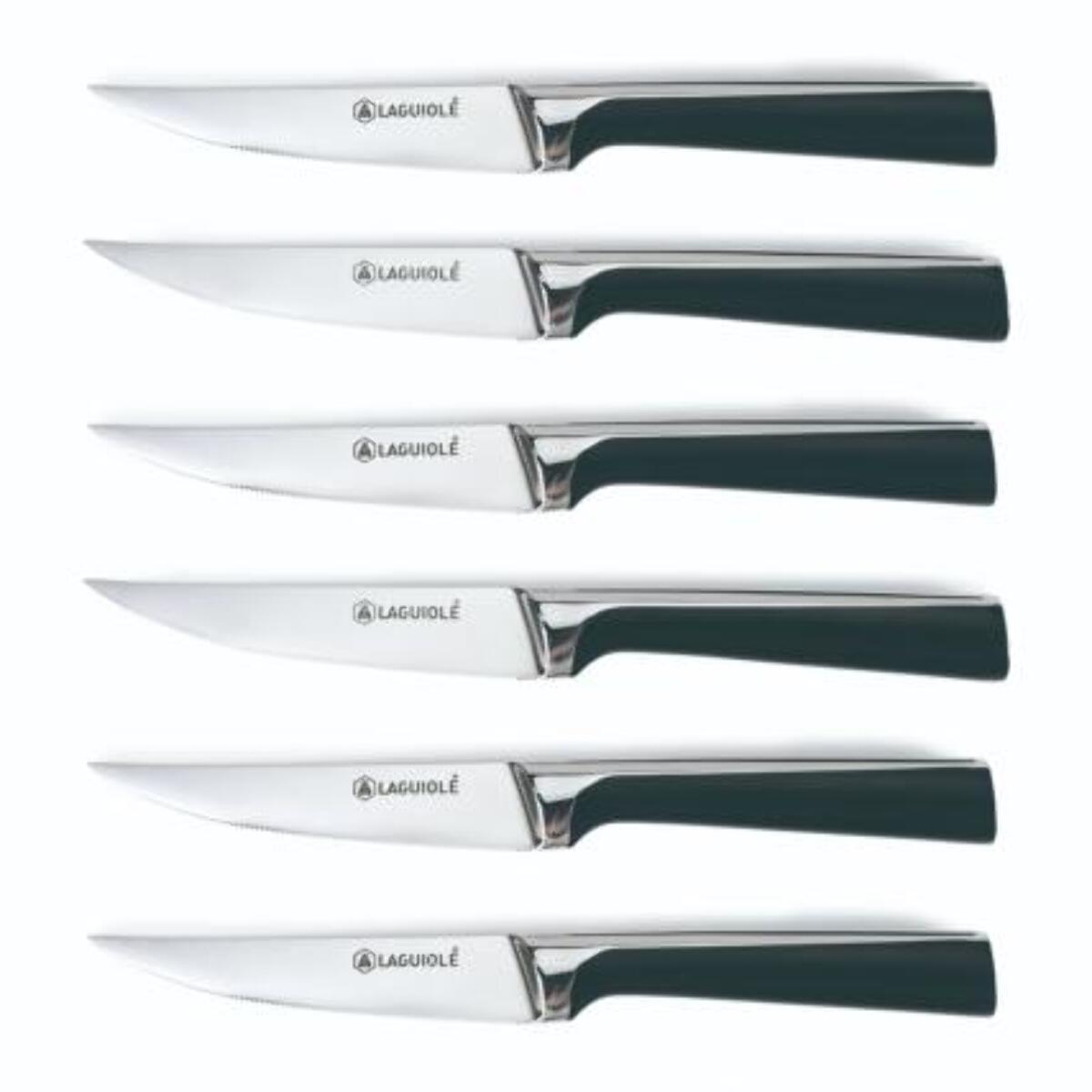 Set de 6 couteaux à steak en acier noir  - "Scintibois"