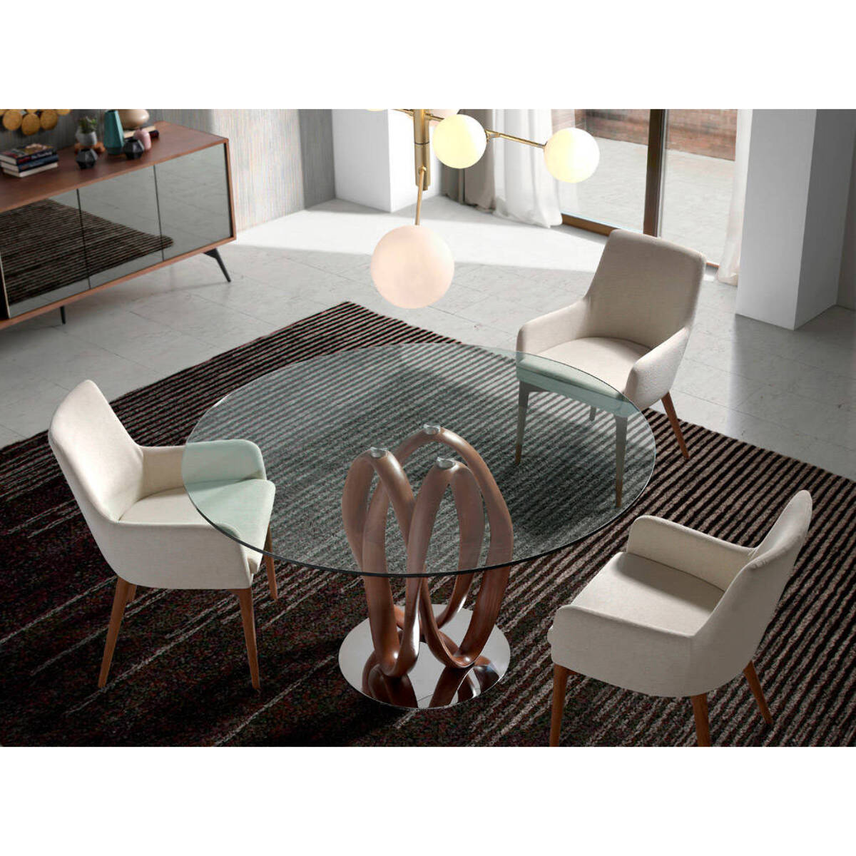 Mesa de cristal y haya