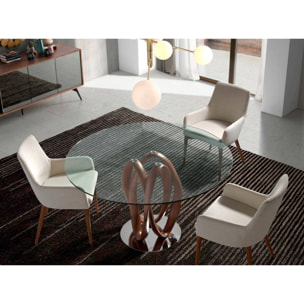 Mesa de cristal y haya