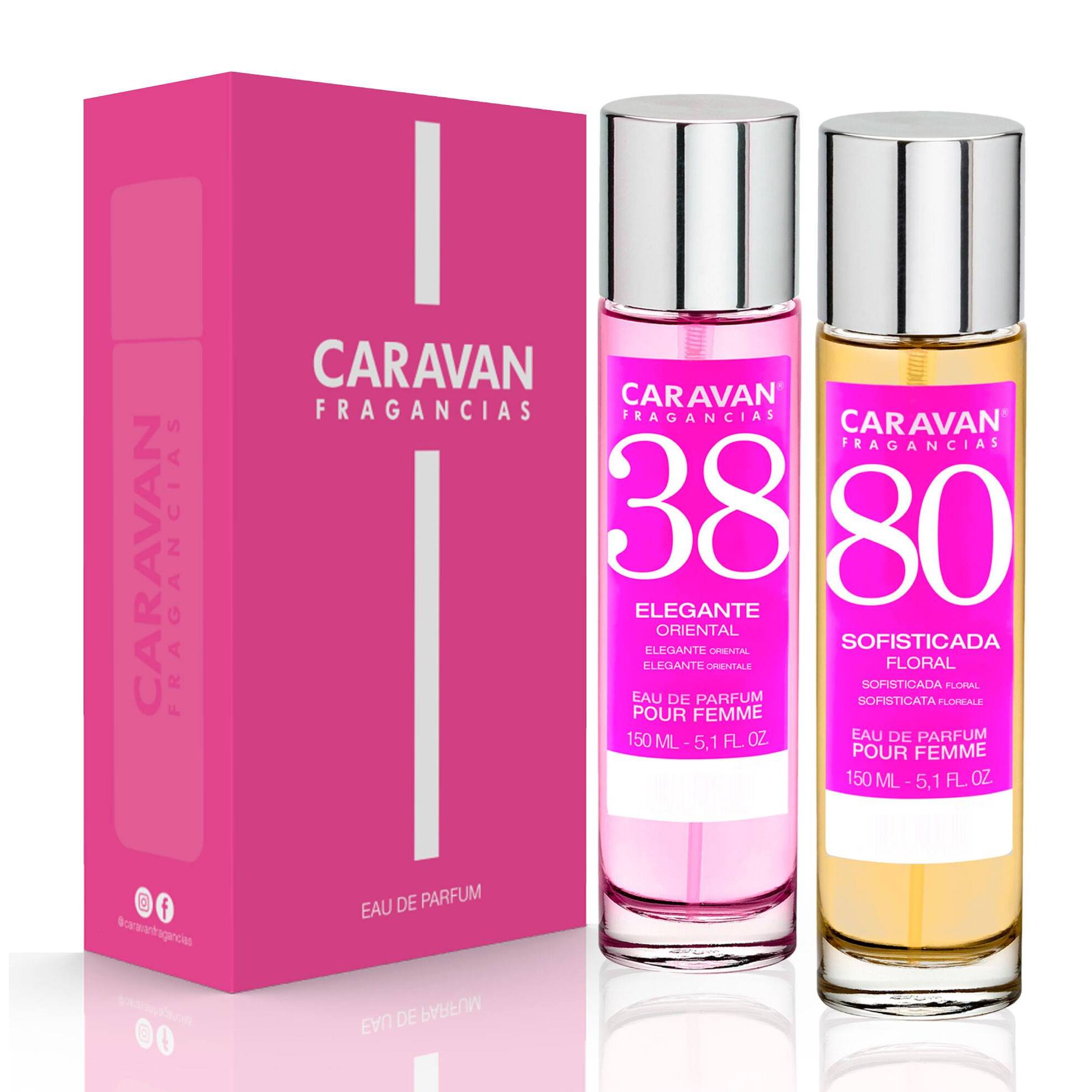 Caravan fragancias - caja de regalo con 2 perfumes: nº80 y nº38 de 150 ml, para mujer