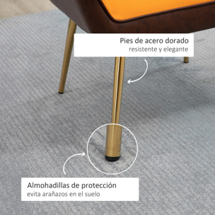 Butaca de Salón Sillón de Salón Tapizado en Cuero Sintético y Terciopelo con Reposabrazos Patas Doradas y Marco de Acero Butaca para Dormitorio Sala de Estar Carga 120 kg Amarillo