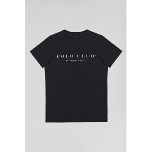 Camiseta básica negra con print icónico Polo Club