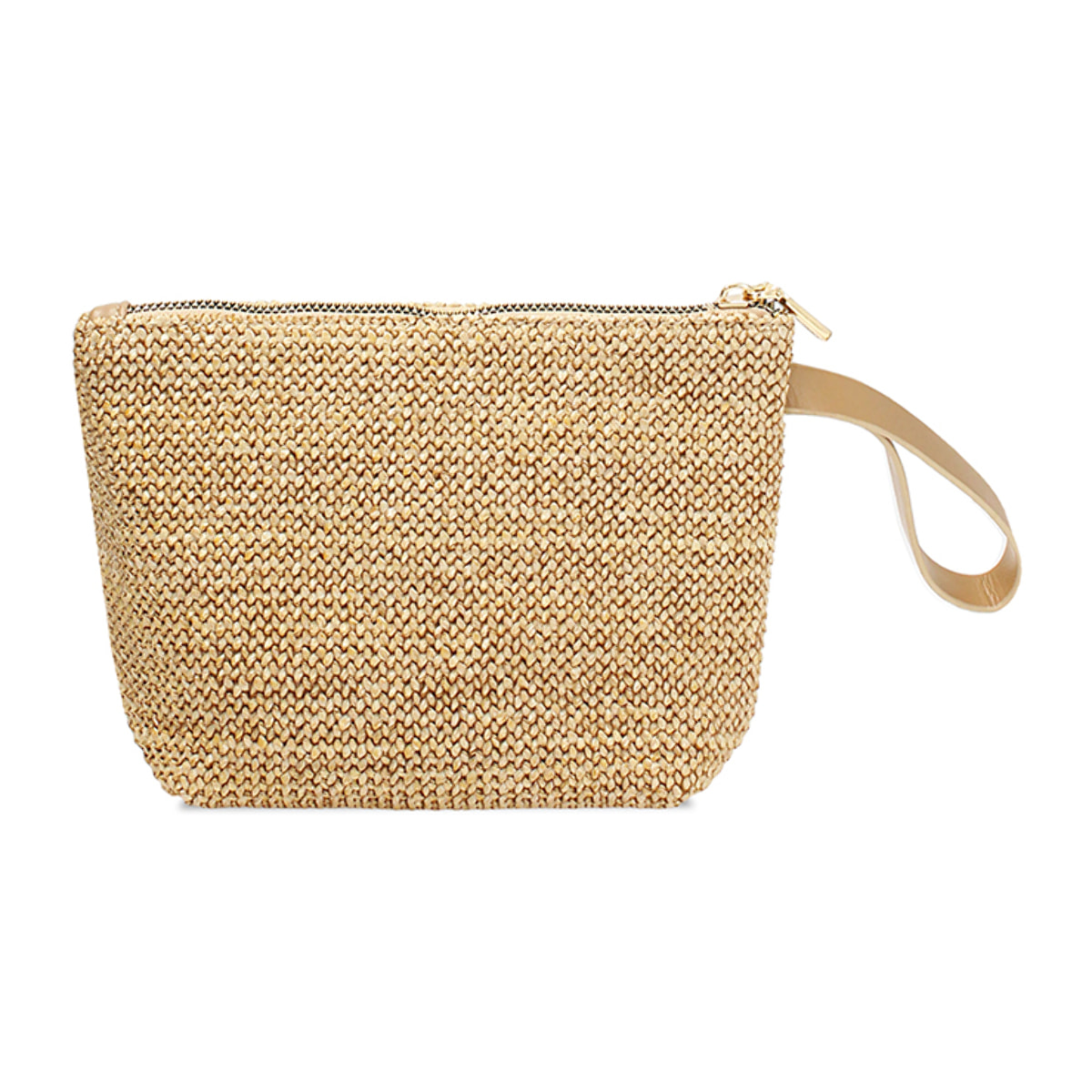 Pochette donna beige in raffia