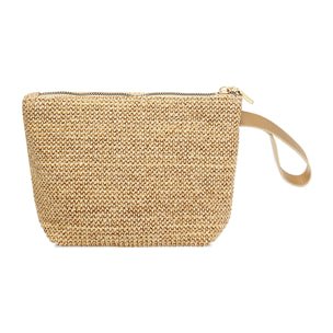 Pochette donna beige in raffia