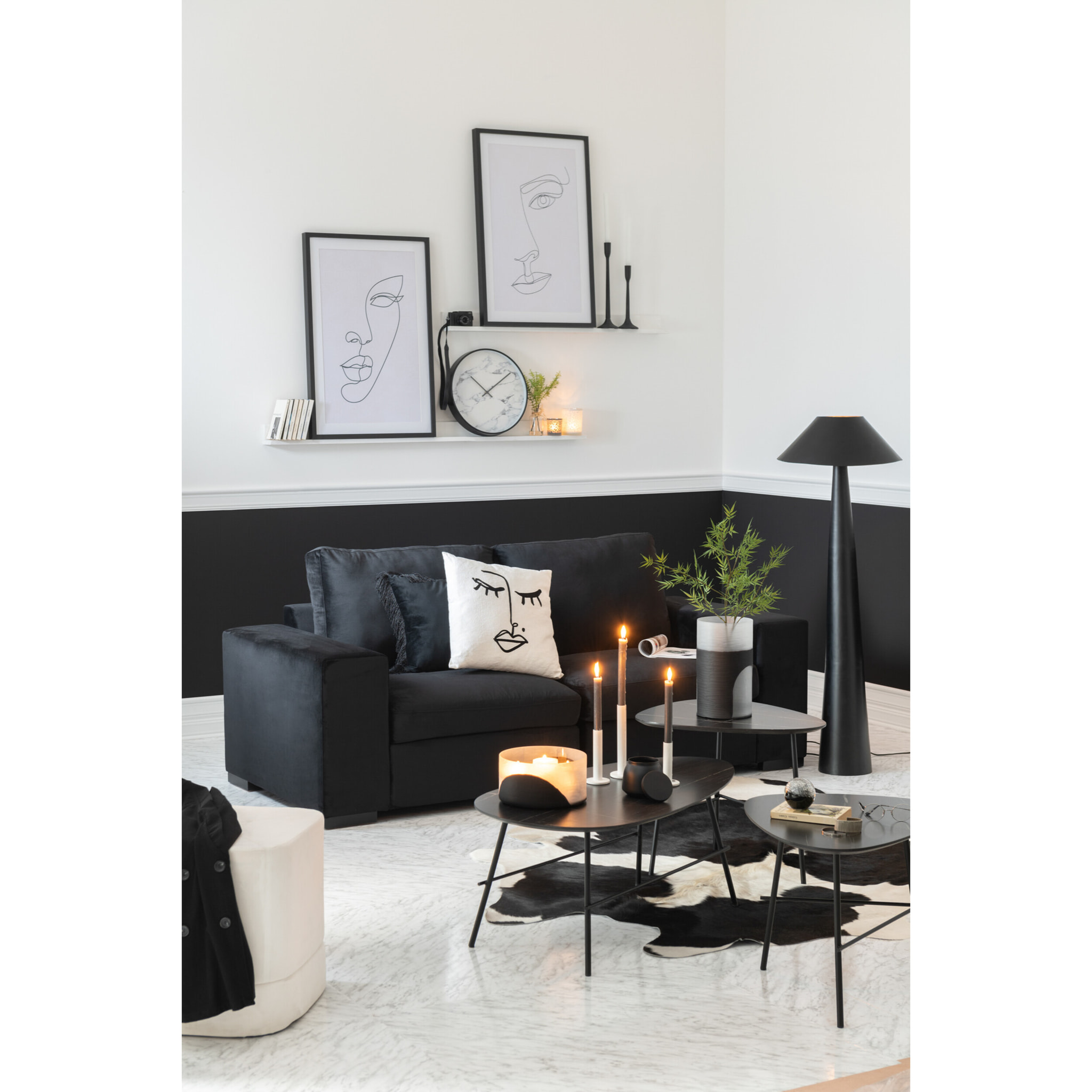 J-Line photophore Circulo Plat - verre - noir/transparent