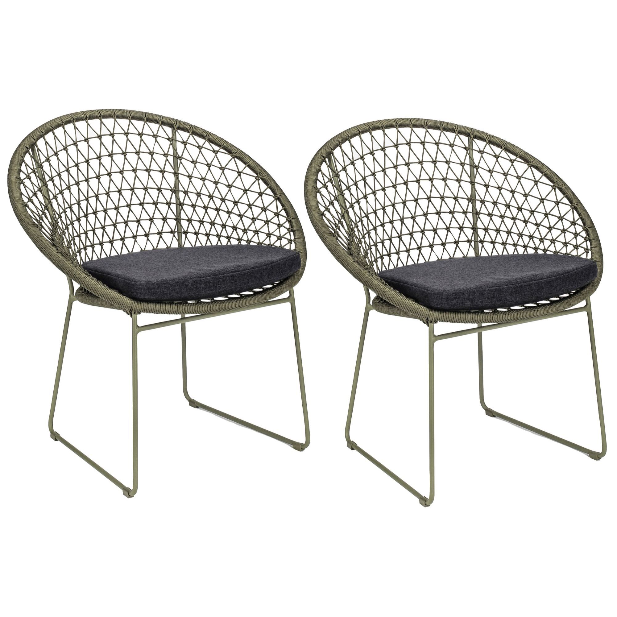 Lot de 2 fauteuils de table extérieur polypropylène et pieds en métal BAO BAO