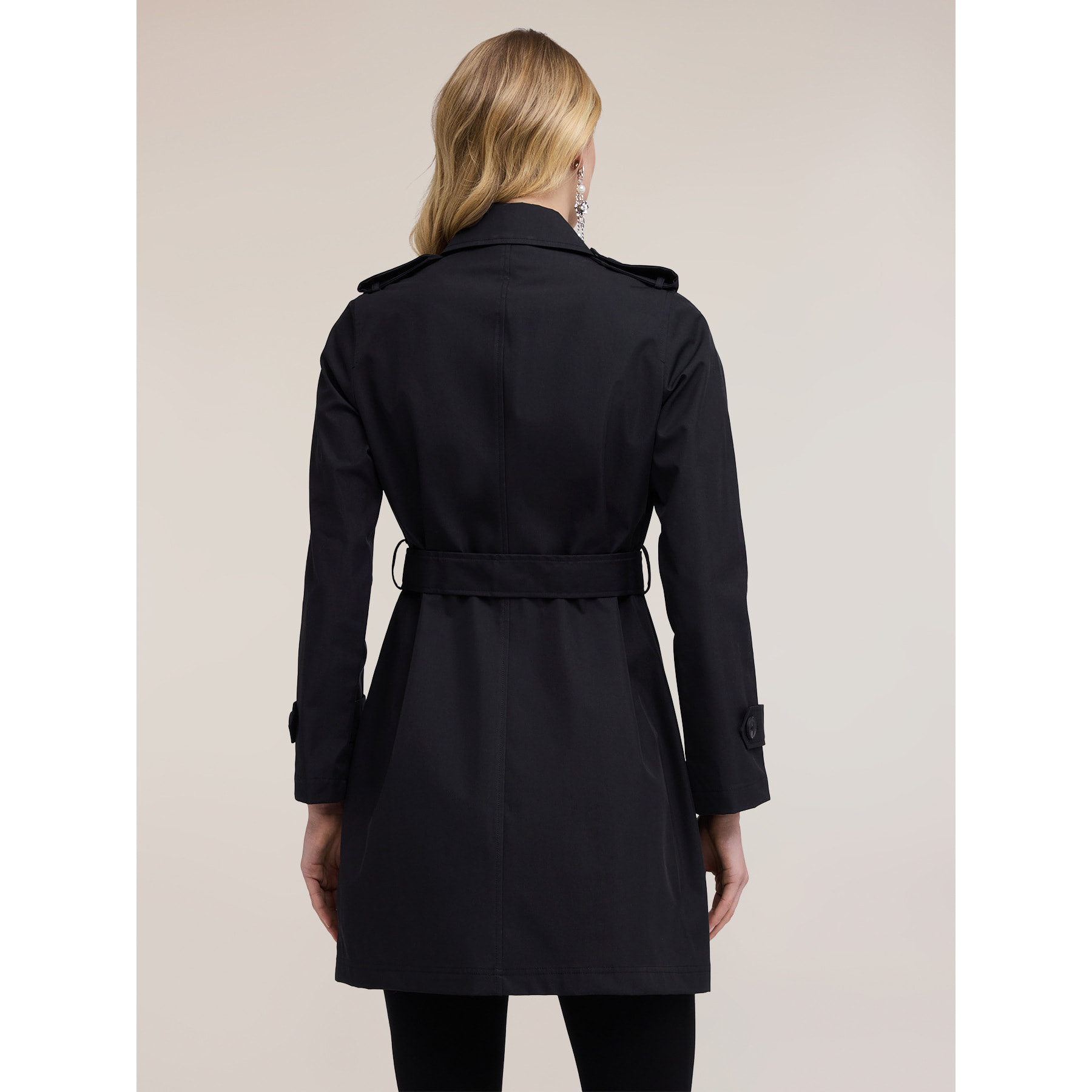 Motivi - Trench in gabardine con chiusura asimmetrica - Nero