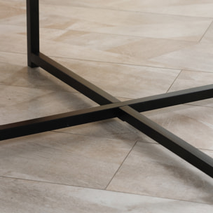 Mesa de Centro con Encimera Símil Mármol Marco de Metal para Oficina 80x80x45 cm