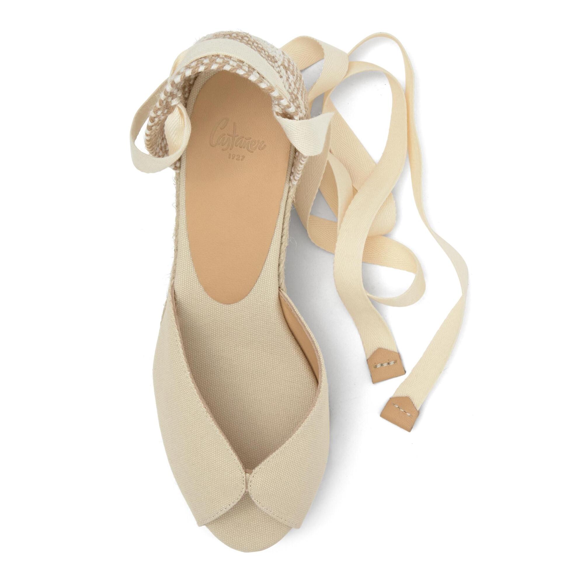 Sandalia de cuña Bilina estilo peep-toe en algodón orgánico