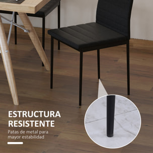 HOMCOM Set de 4 Sillas de Comedor Tapizadas en Lino y Patas de Metal Sillas Modernas para Cocina Dormitorio Carga 120 kg 41x50x97 cm Negro